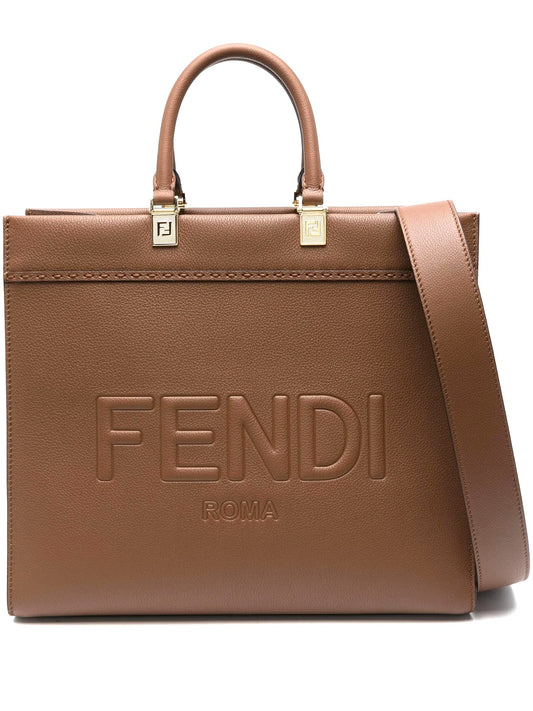 FENDI SUNSHINE CALFSKIN LEATHER MEDIUM SHOPPER TOTE BAG