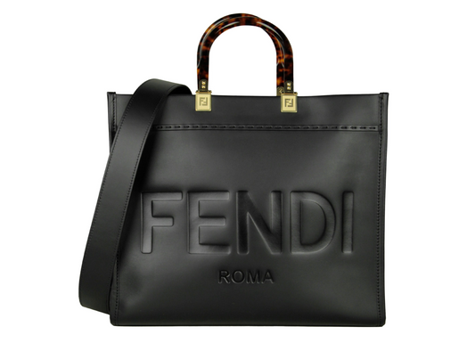 FENDI LEATHER SUNSHINE MEDIUM SHOPPER TOTE BAG