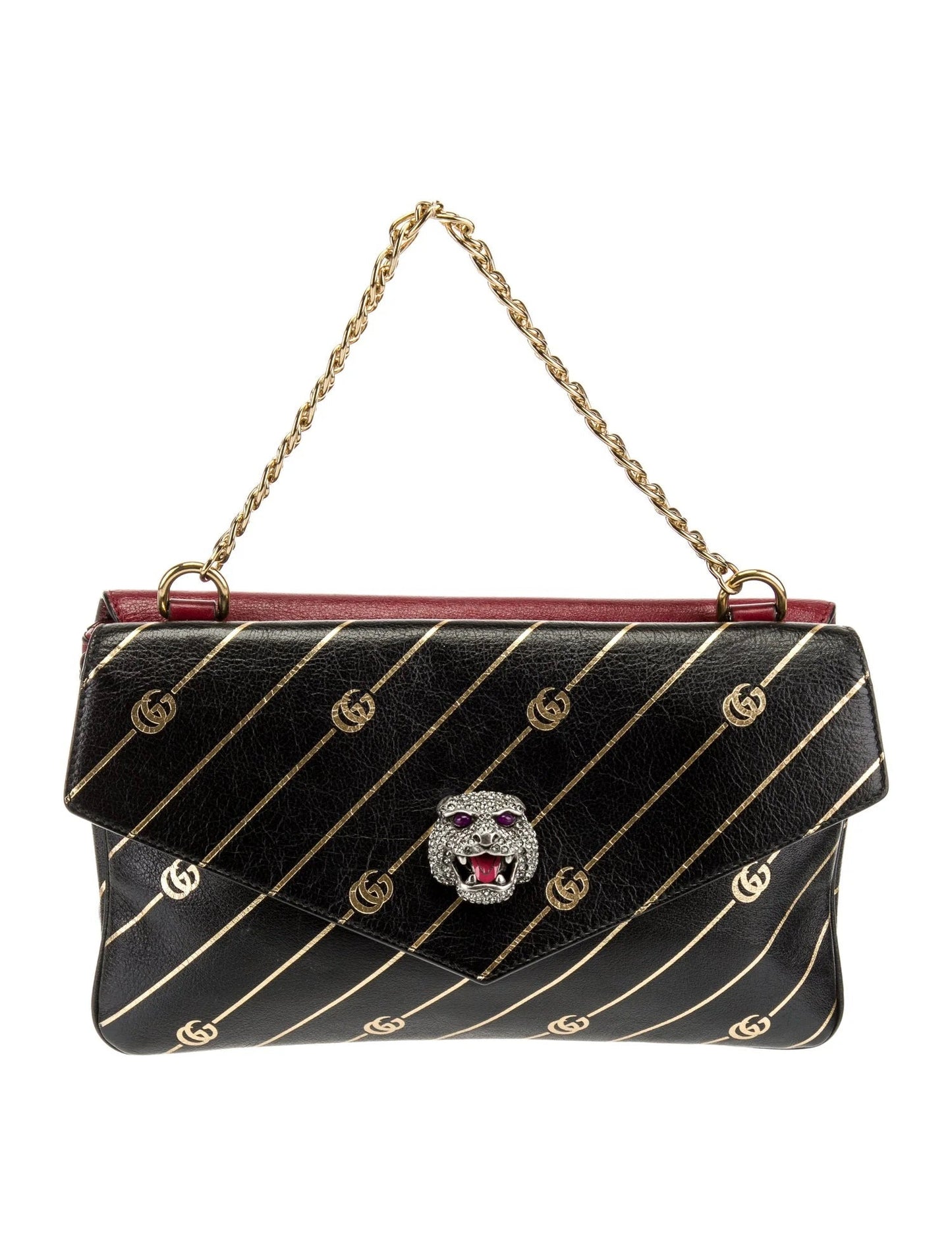 GUCCI CALFSKIN GG MEDIUM THIARA DOUBLE ENVELOPE SHOULDER BAG