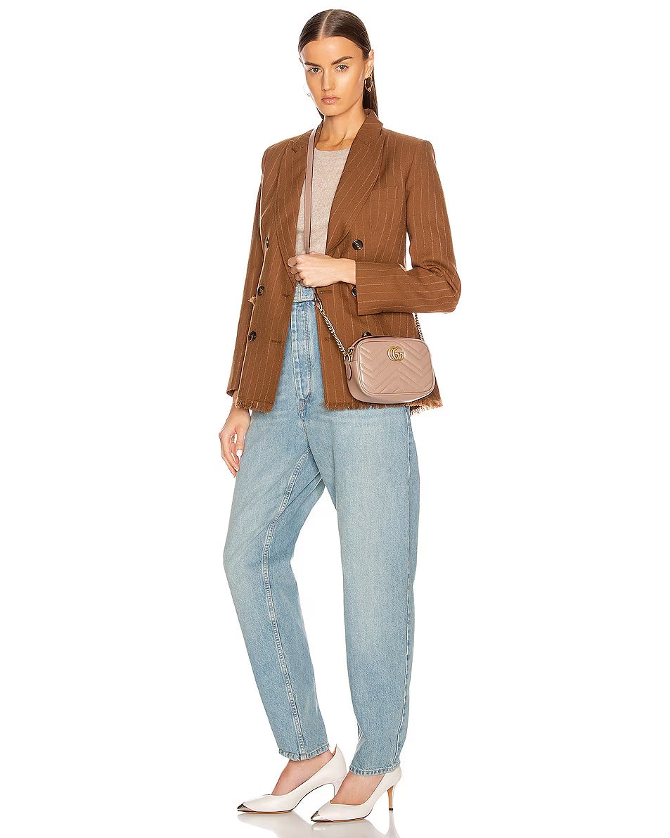 GUCCI CALFSKIN LEATHER SMALL GG MARMONT SHOULDER BAG