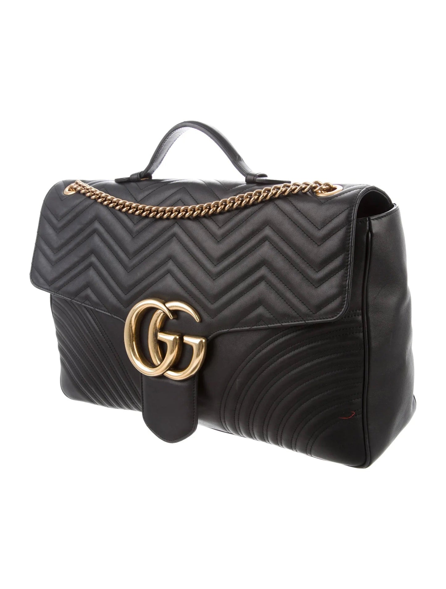 GUCCI GG MARMONT MATELASSE CALFSKIN LEATHER MAXI TOP HANDLE SHOULDER BAG