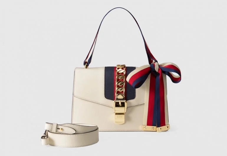 GUCCI SMALL SYLVIE CALFSKIN LEATHER SHOULDER BAG