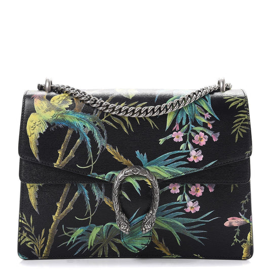 GUCCI CALFSKIN TROPICAL PRINT MEDIUM DIONYSUS SHOULDER BAG
