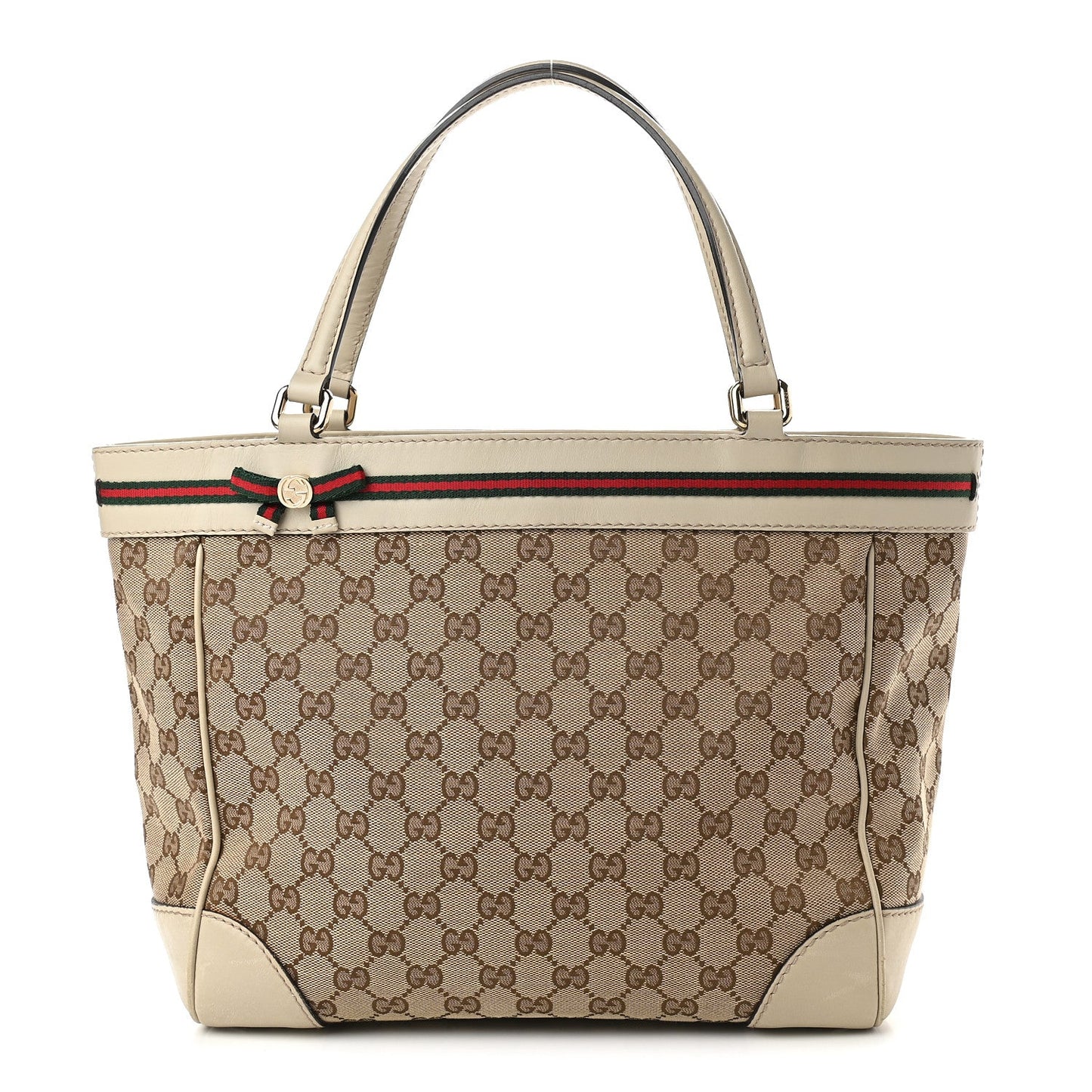 GUCCI GG CANVAS & LEATHER MAYFAIR BOW TOTE BAG
