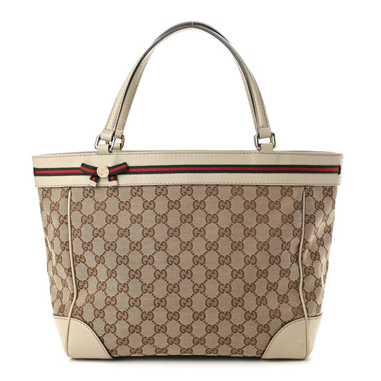 GUCCI GG CANVAS & LEATHER MAYFAIR BOW TOTE BAG
