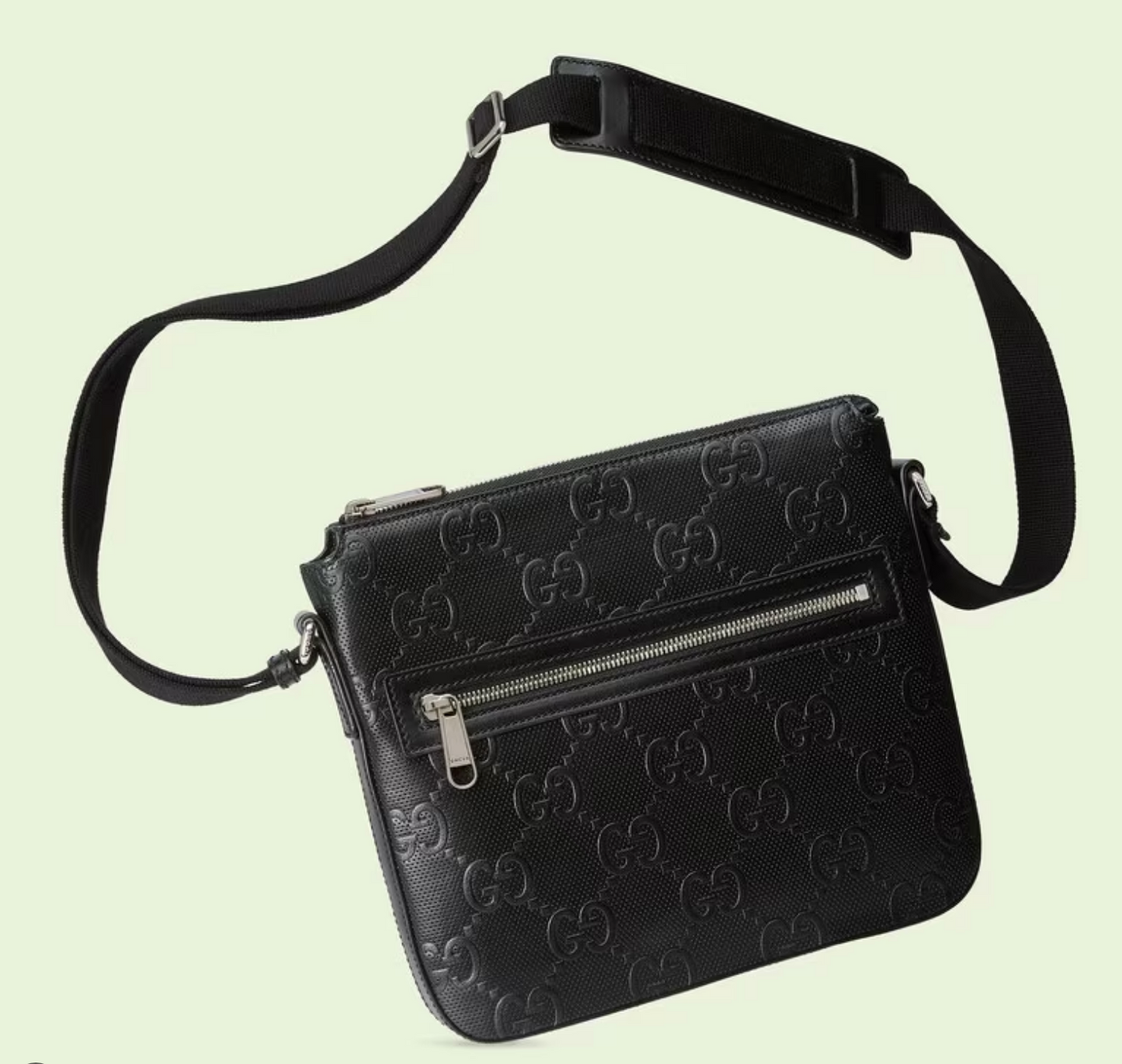 GUCCI GG EMBOSSED LEATHER SMALL MESSENGER BAG