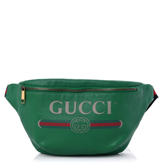 GUCCI GG LOGO GRAINED CALFSKIN LEATHER BELT BAG