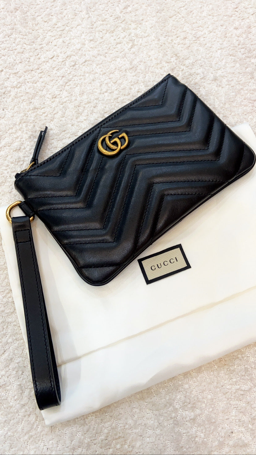 GUCCI GG MARMONT CALFSKIN LEATHER SMALL WEISTLET