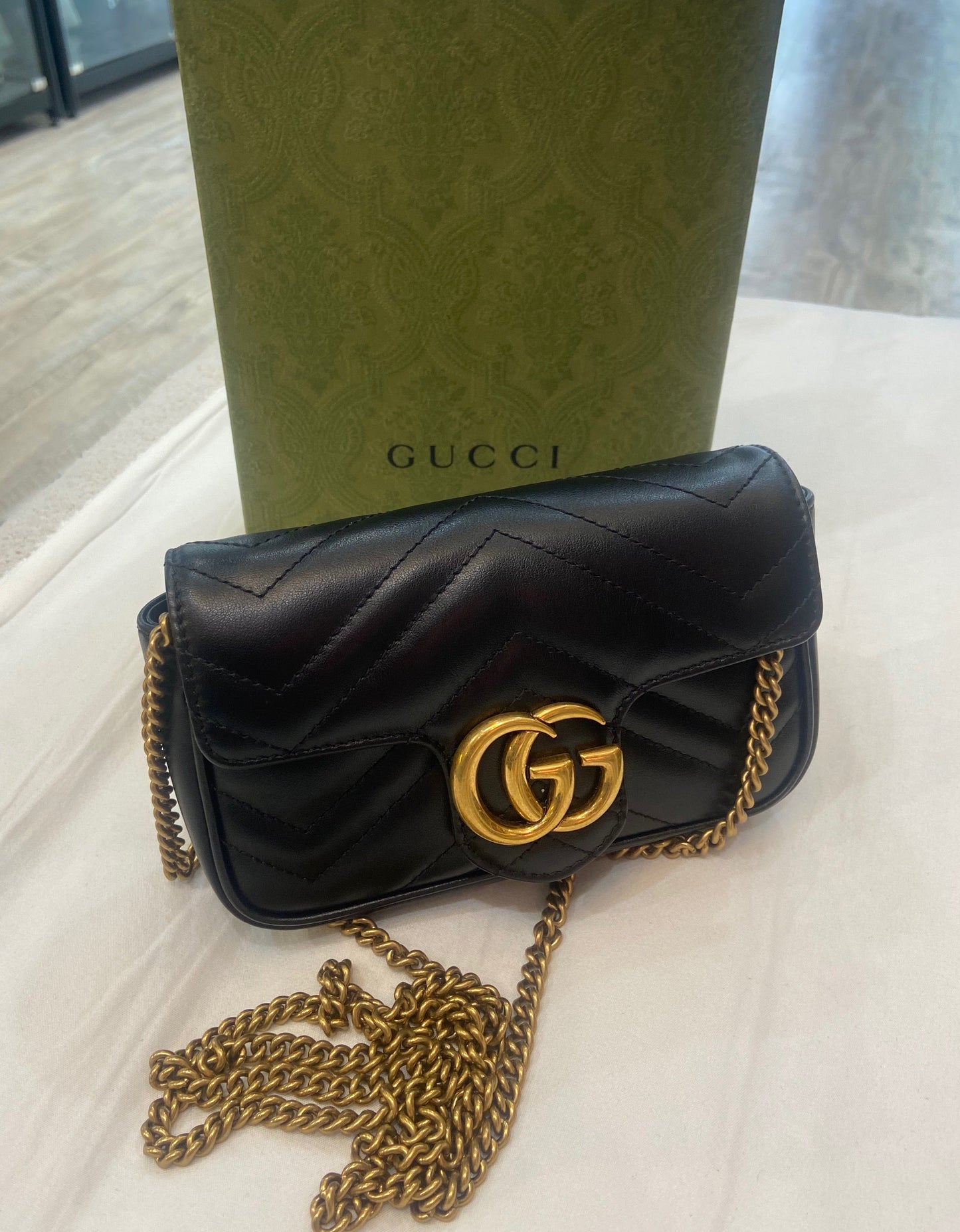 GUCCI GG MARMONT  MINI CALFSKIN LEATHER BAG