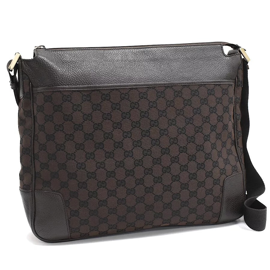 GUCCI GG MONOGRAM CANVAS LEATHER MESSENGER BAG