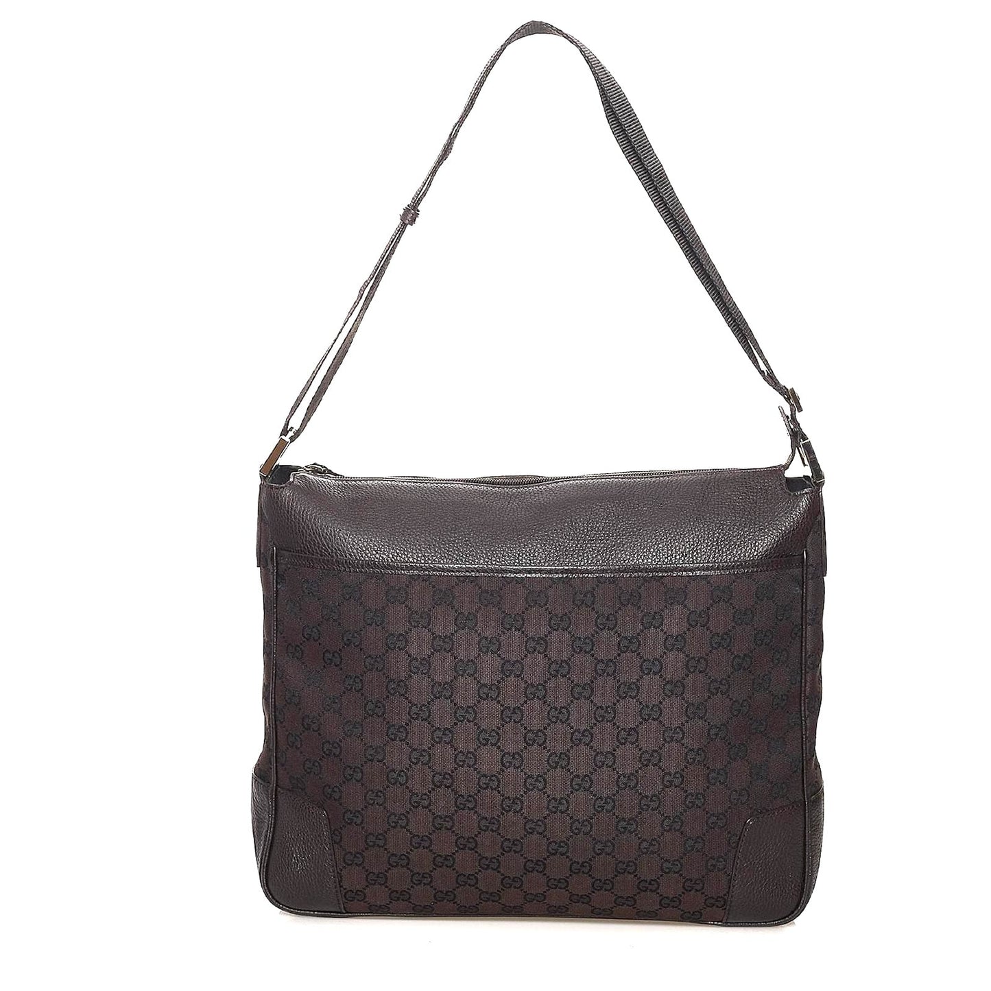 GUCCI GG MONOGRAM CANVAS LEATHER MESSENGER BAG
