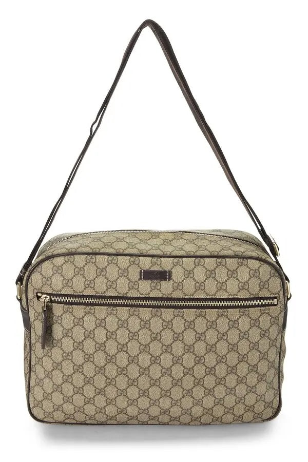 GUCCI GG PLUS MONOGRAM COATED CANVAS MESSENGER BAG