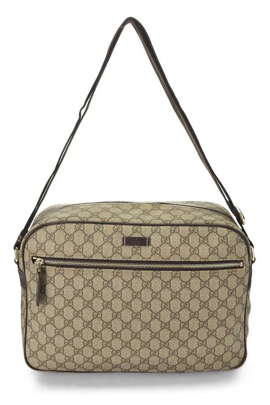 GUCCI GG PLUS MONOGRAM COATED CANVAS MESSENGER BAG