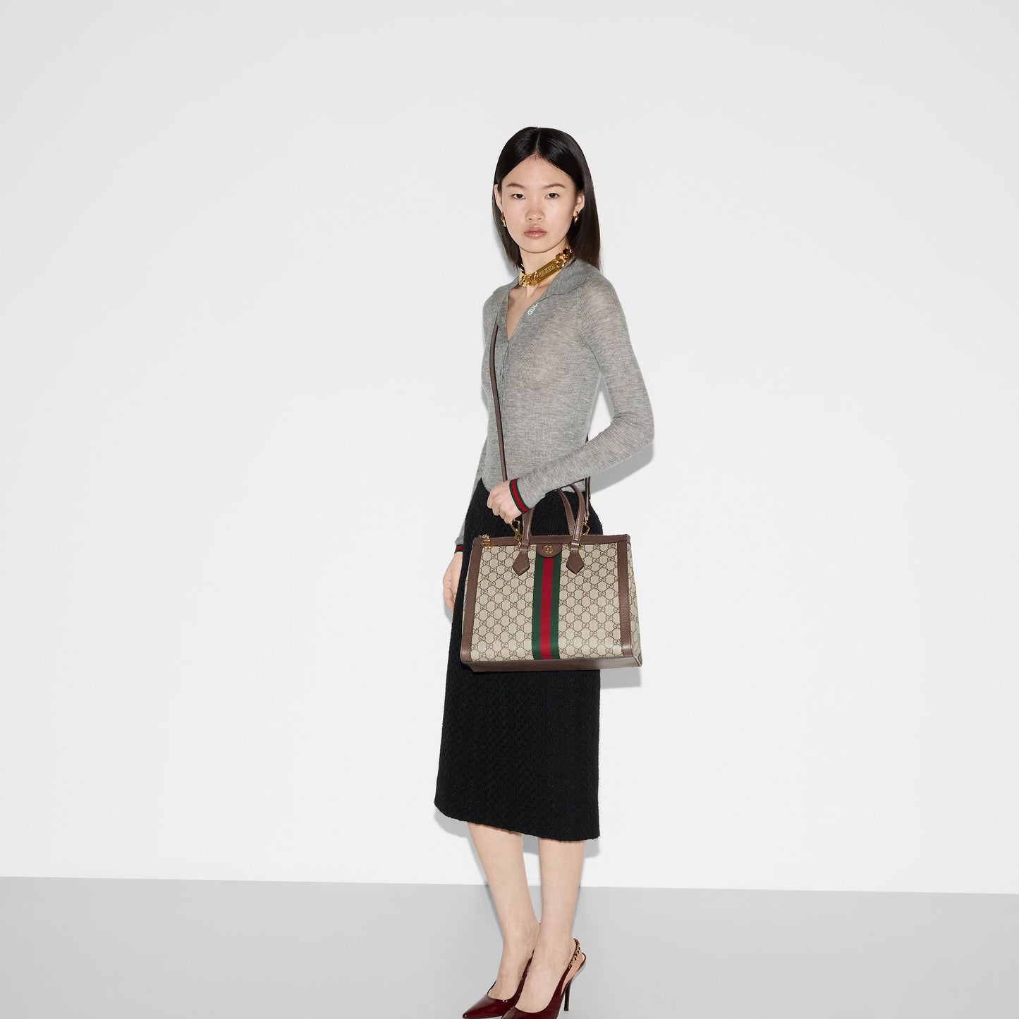 GUCCI GG OPHIDIA TOP HANDLE TOTE BAG