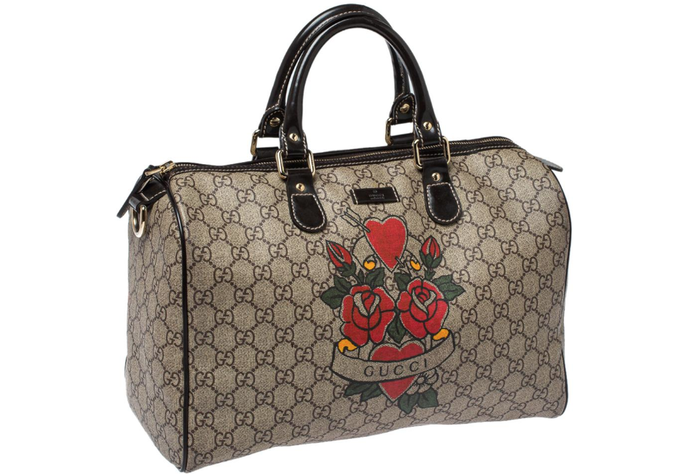 GUCCI GG PLUS MONOGRAM TATTO HEART JOY BOSTON BAG