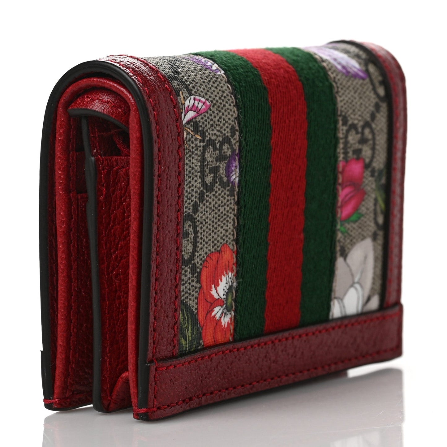 GUCCI GG SUPREME MONOGRAM FLORA WEB OPHIDIA CARD CASE