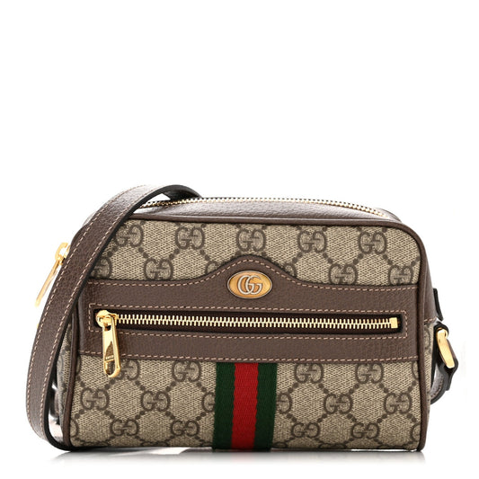 GUCCI GG SUPREME MONOGRAM WEB MINI OPHIDIA CROSSBODY