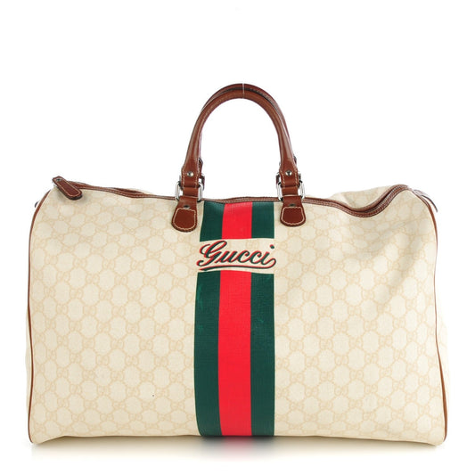 GUCCI GG SUPREME WEB LARGE DUFFLE BAG