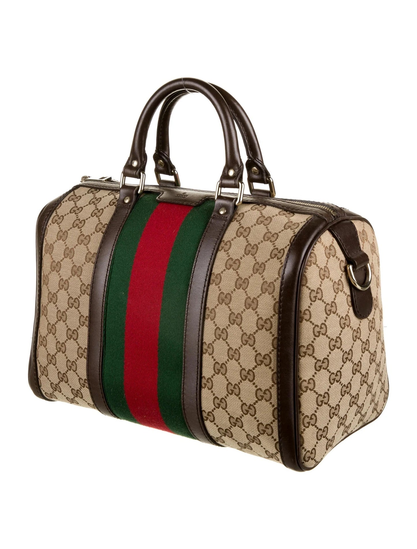 GUCCI ORIGINAL GG VINTAGE WEB BOSTON BAG