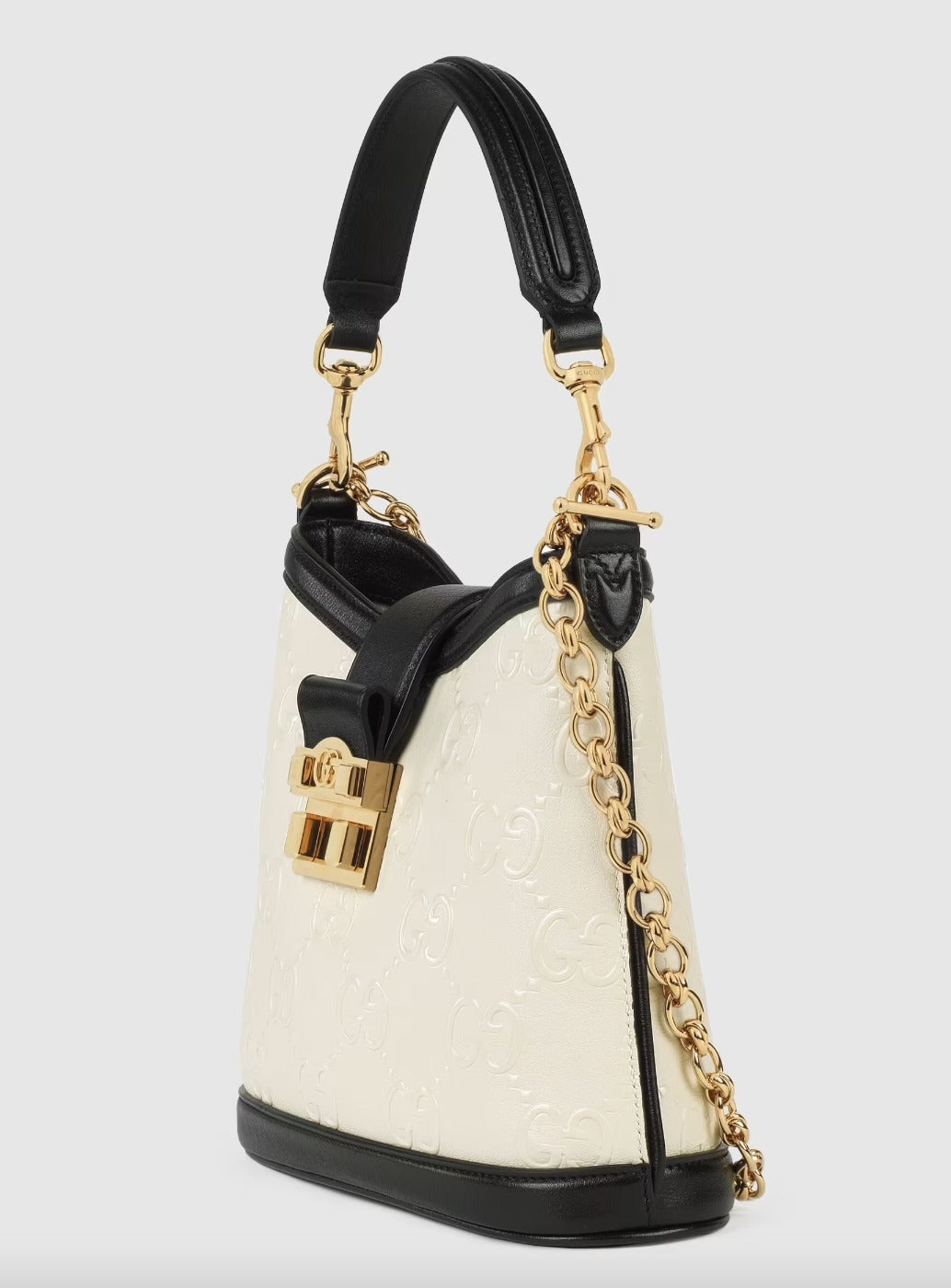GUCCI GG EMBOSSED LEATHER SHOULDER BAG