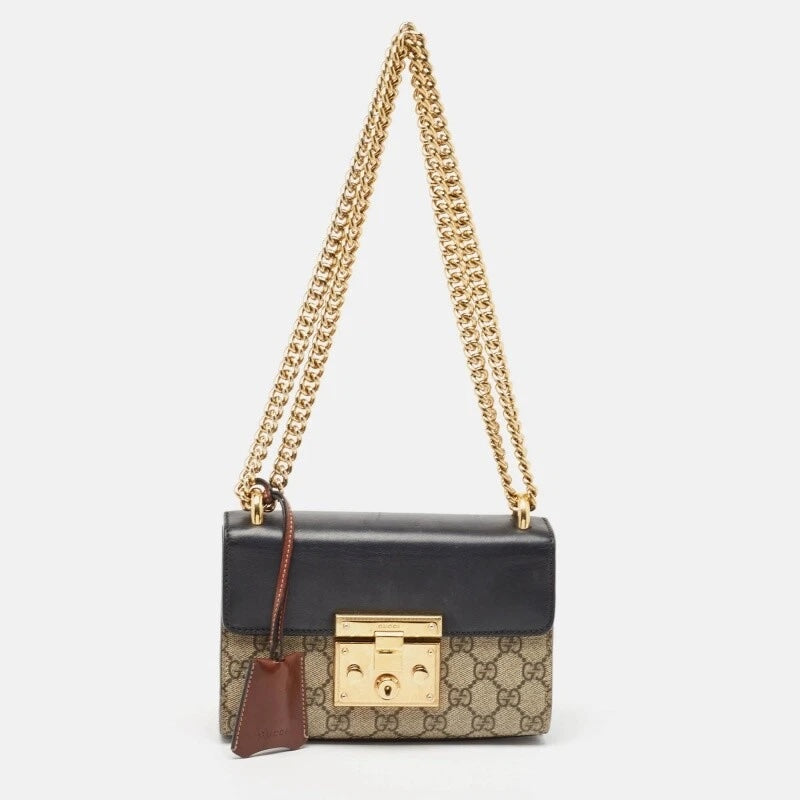 GUCCI GG SUPREME SMALL PADLOCK CHAIN BAG