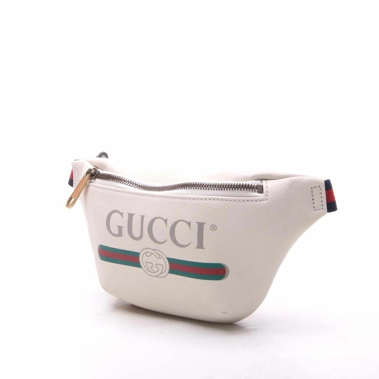 GUCCI GRAINED CALFSKIN WEB LOGO LARGE BELT BAG