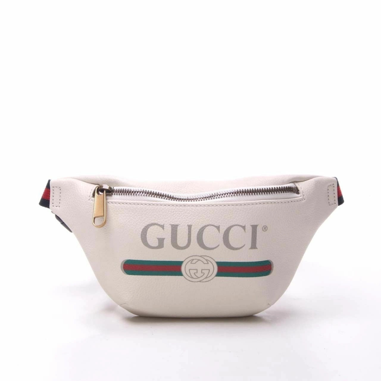 GUCCI GRAINED CALFSKIN WEB LOGO LARGE BELT BAG