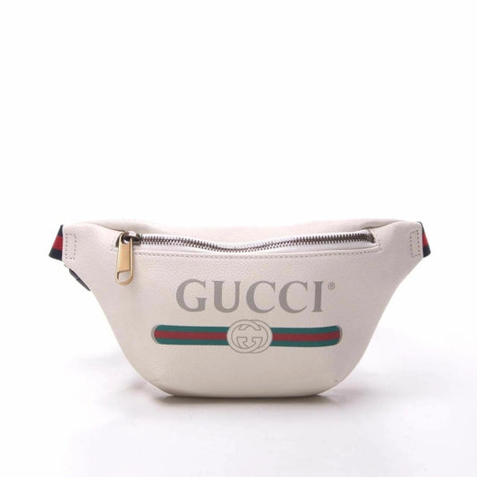 GUCCI GRAINED CALFSKIN WEB LOGO LARGE BELT BAG