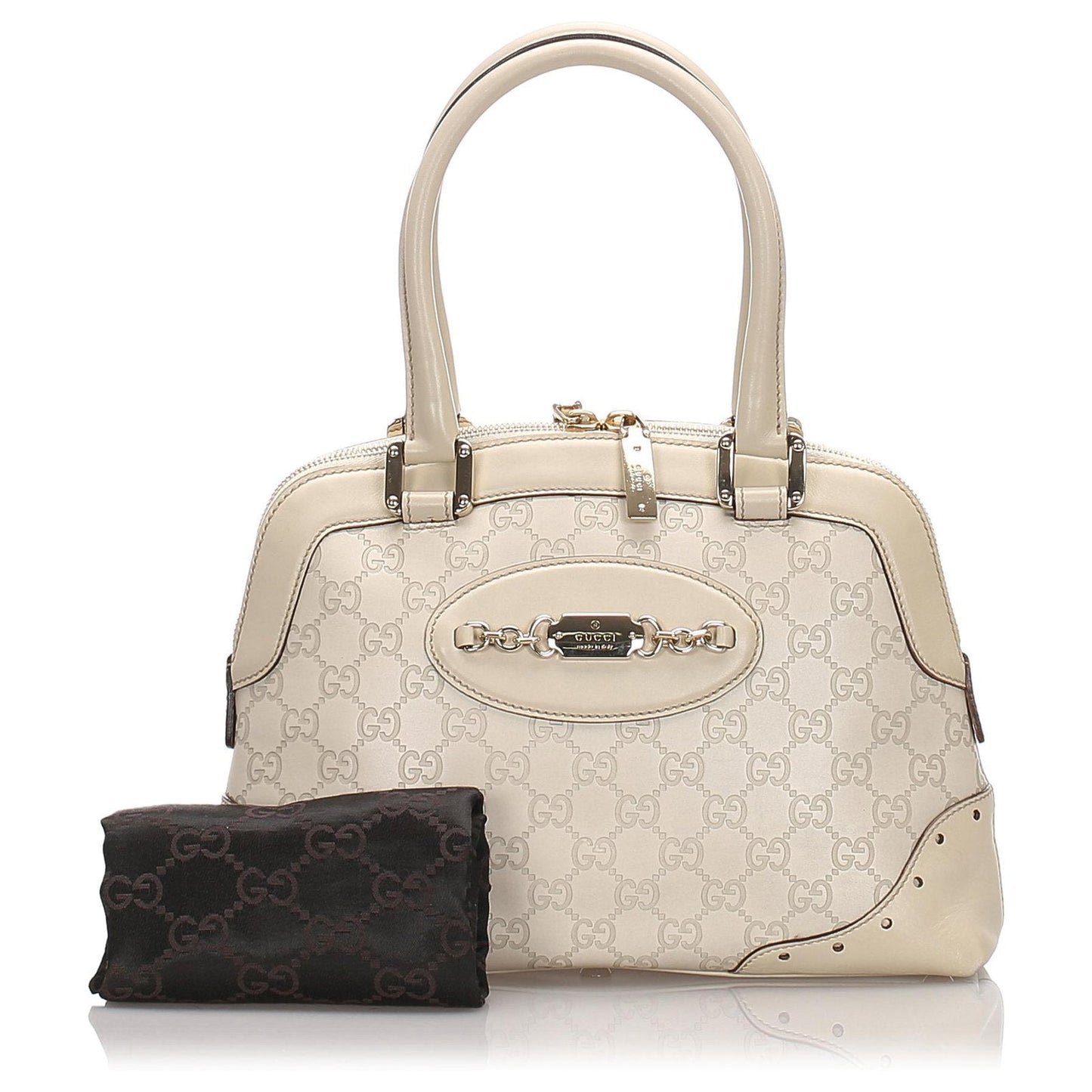 GUCCI GUCCISSIMA HORSEBIT LOGO PLAQUE CALFSKIN SHOULDER BAG