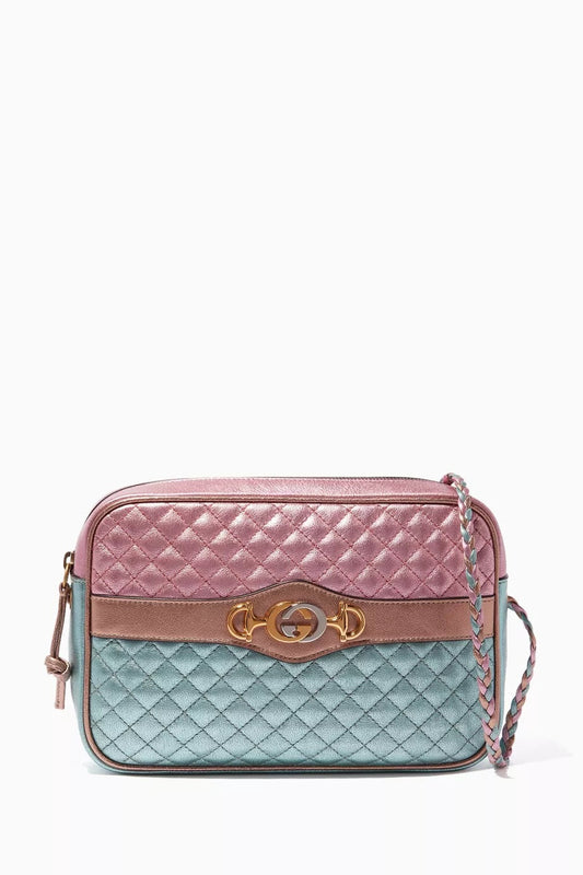 GUCCI LAMINATED NAPPA LEATHER TRAPUNTATA ZUMI SHOULDER BAG