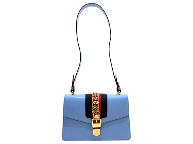 GUCCI LEATHER WEB MEDIUM SYLVIE SHOULDER BAG