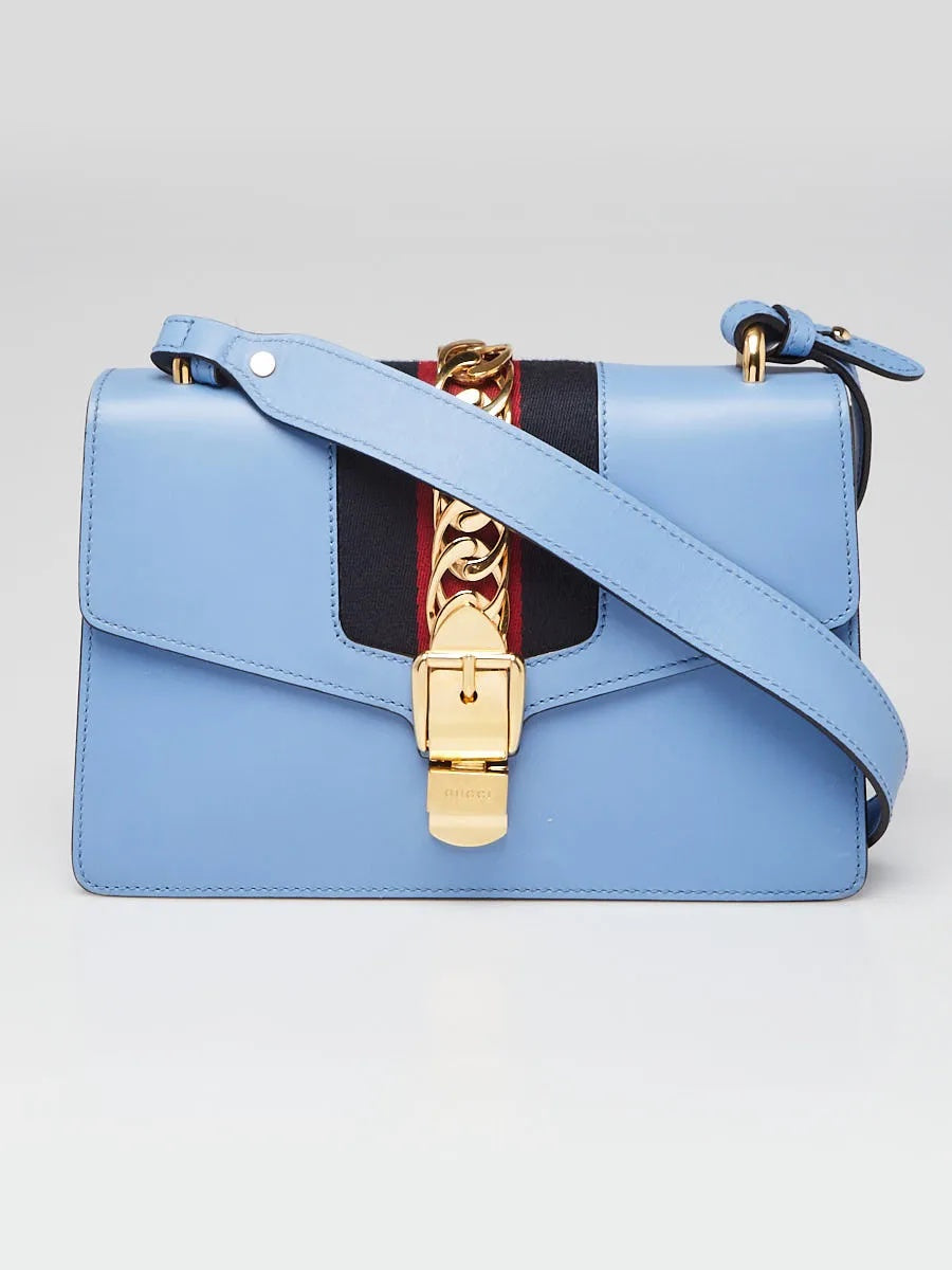 GUCCI LEATHER WEB MEDIUM SYLVIE SHOULDER BAG