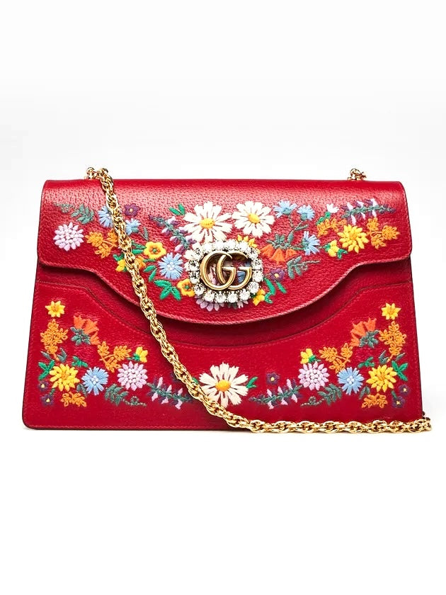 GUCCI LINEA RICAMI FLORAL EMBROIDERED LARGE SHOULDER BAG