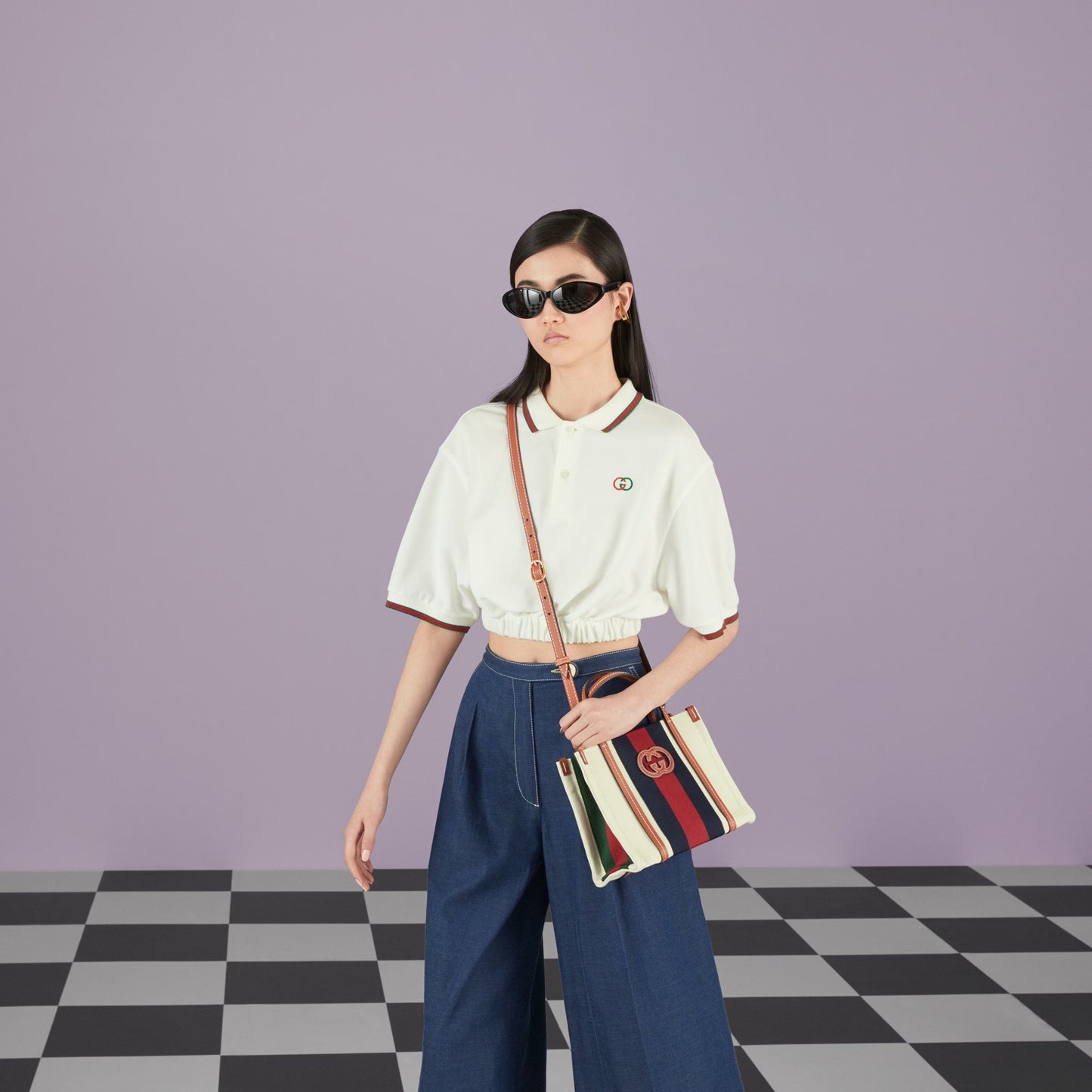 GUCCI INTERLOCKING G WEB MINI TOTE BAG