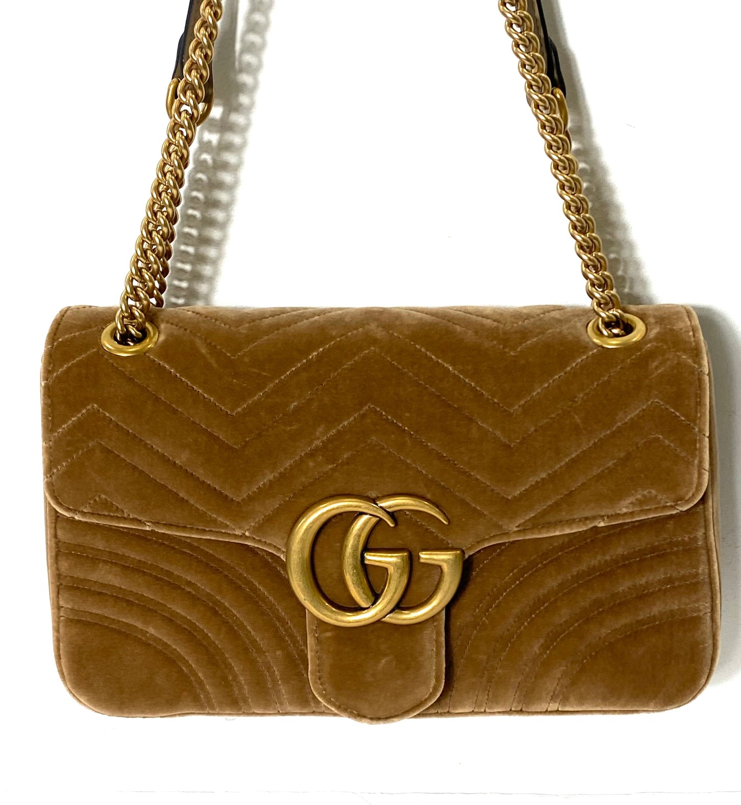 GUCCI GG MARMONT 2.0 MATELASSE MEDIUM VELVET SHOULDER BAG
