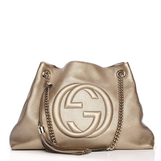 GUCCI METALLIC CALFSKIN MEDIUM SOHO CHAIN SHOULDER BAG