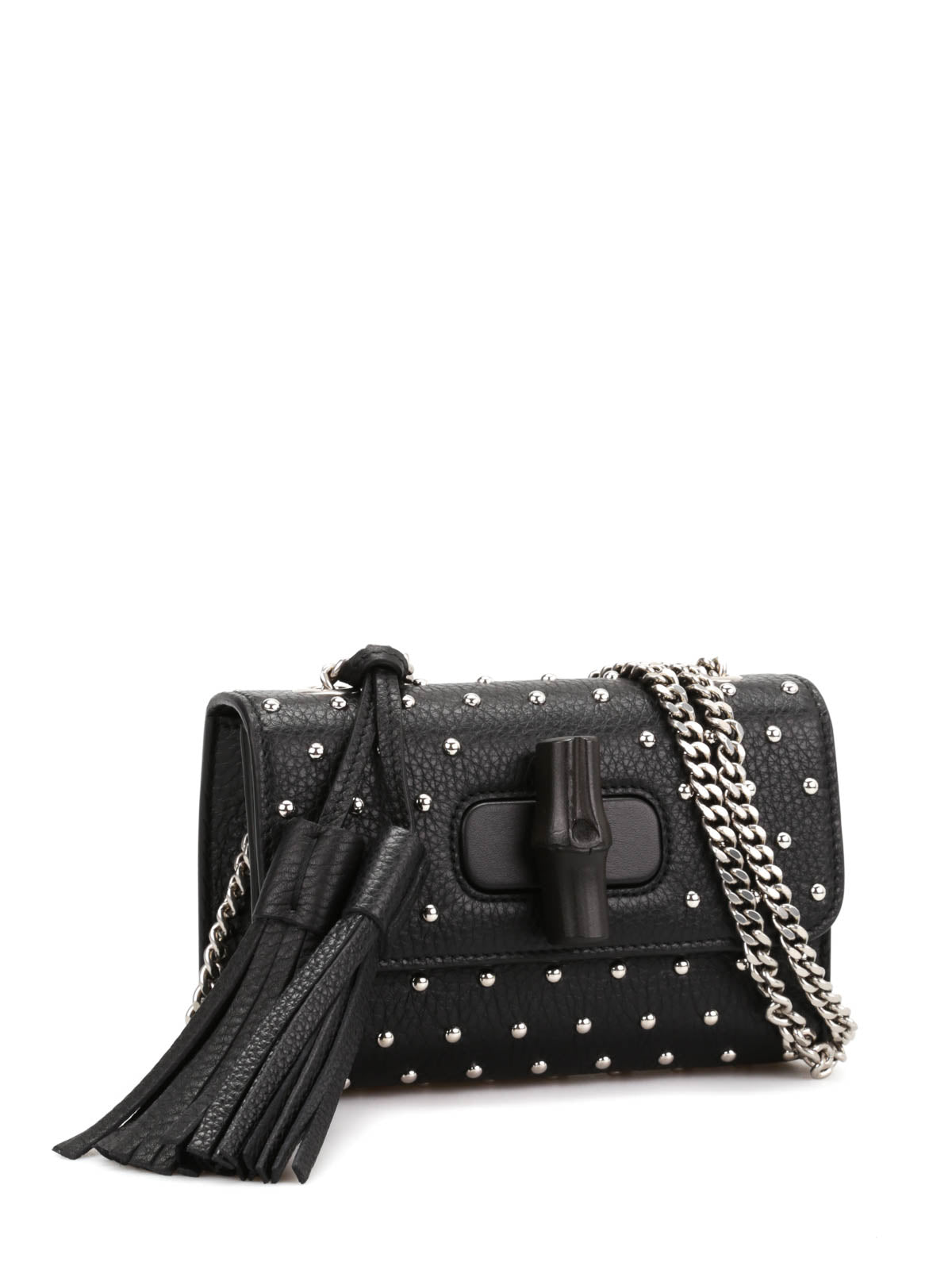 GUCCI MISS BAMBOO STUDDED LEATHER SHOULDER BAG
