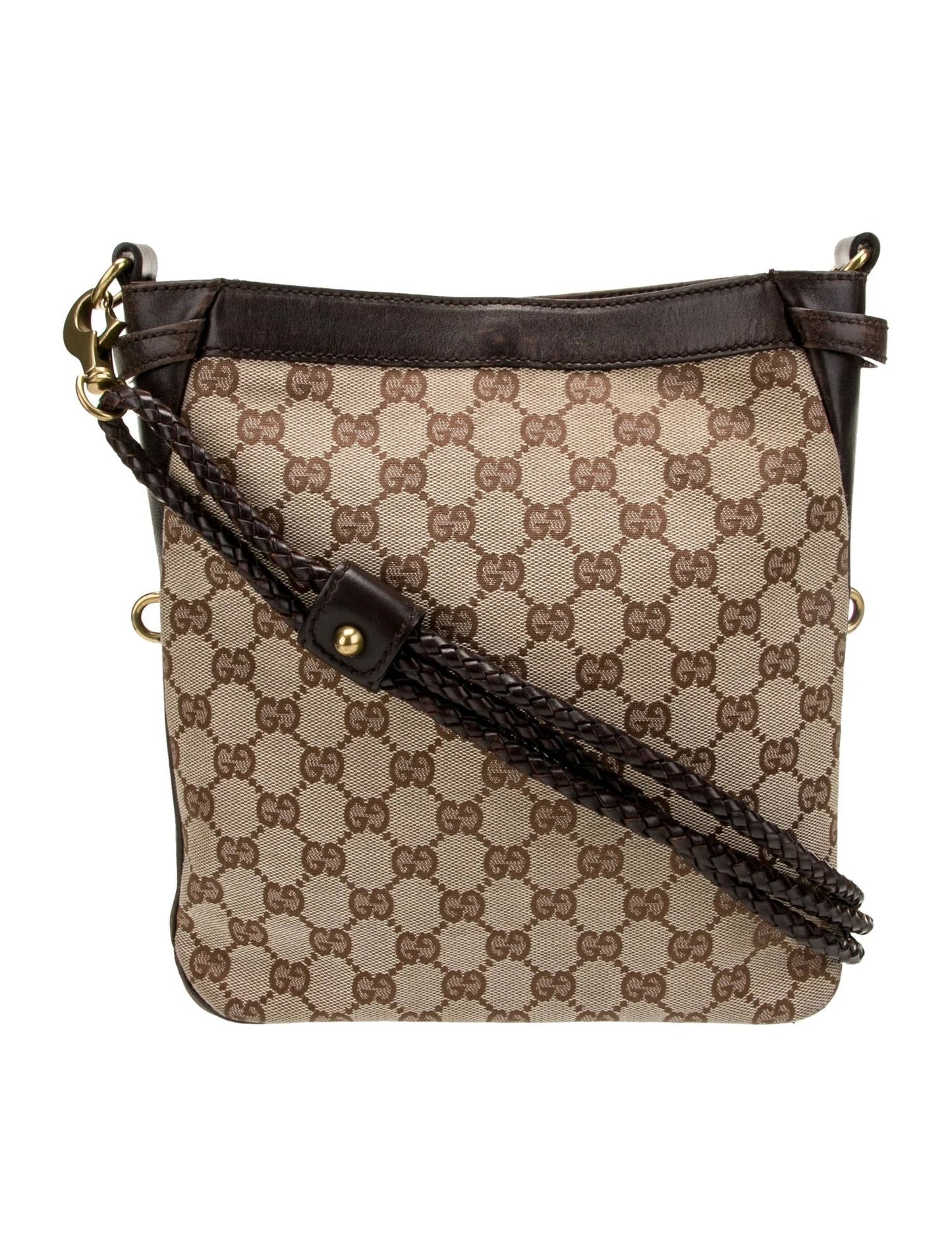 GUCCI GG MONOGRAM BRAIDED STRAP VINTAGE MESSENGER BAG