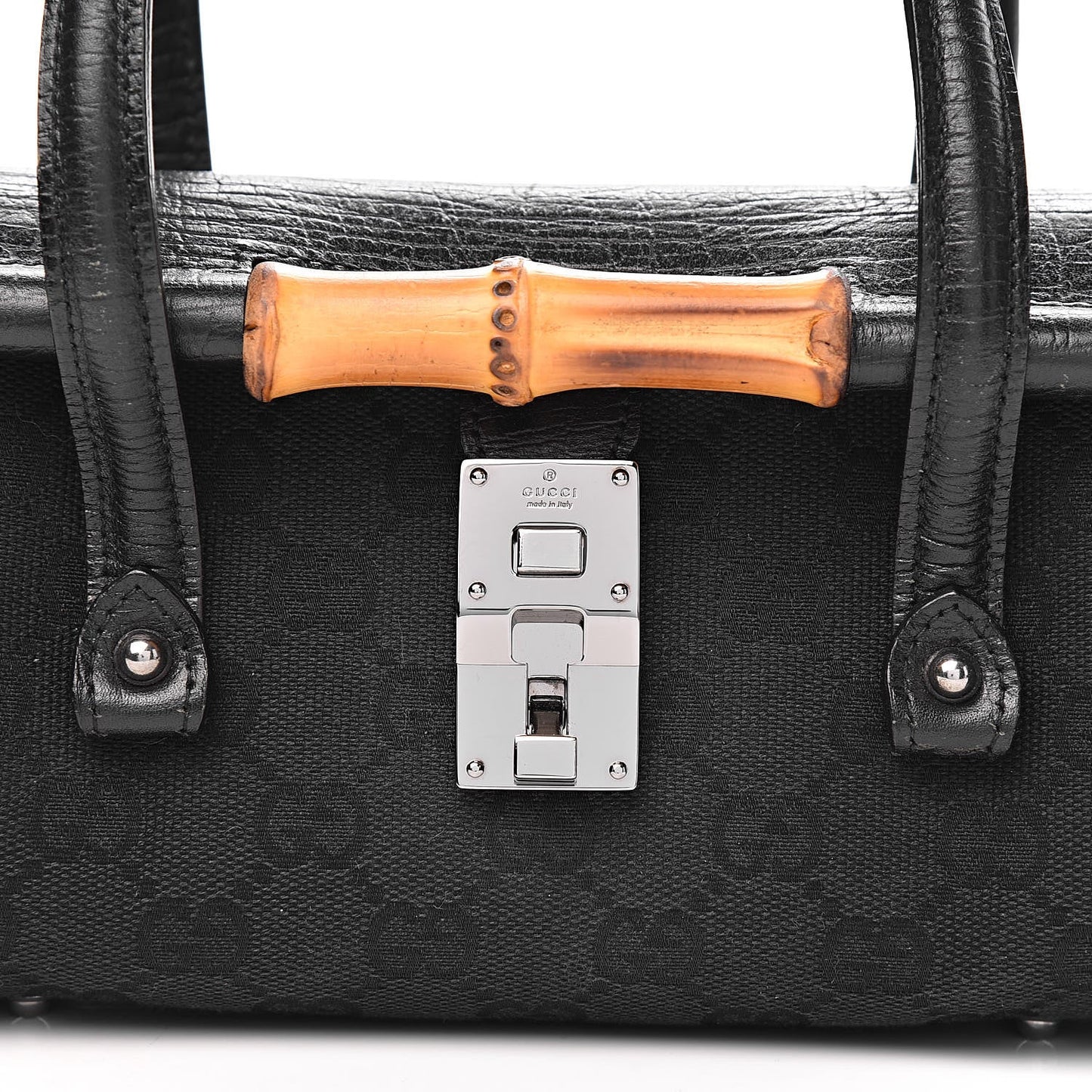 GUCCI MONOGRAM SMALL BAMBOO BULLET BAG