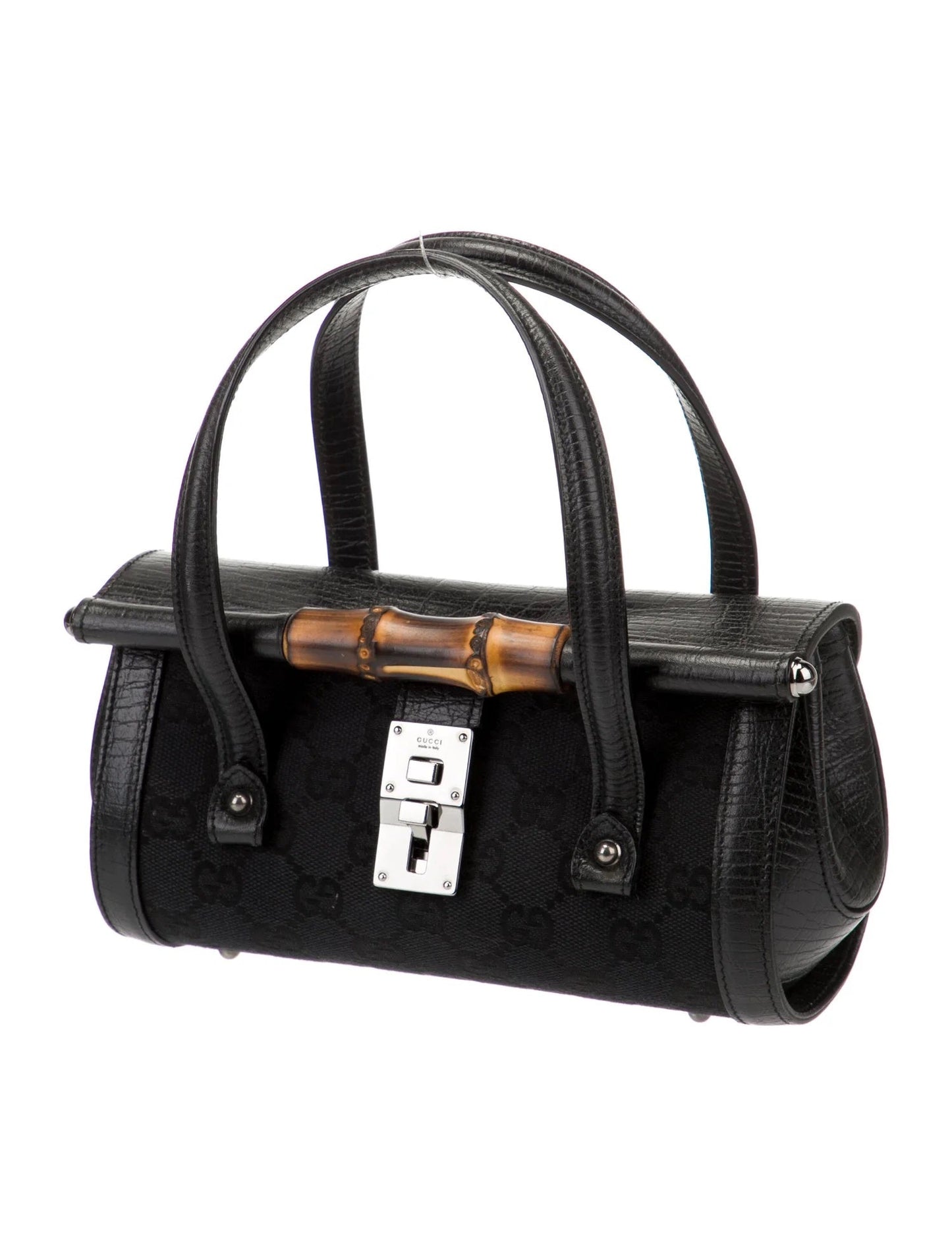 GUCCI MONOGRAM SMALL BAMBOO BULLET BAG