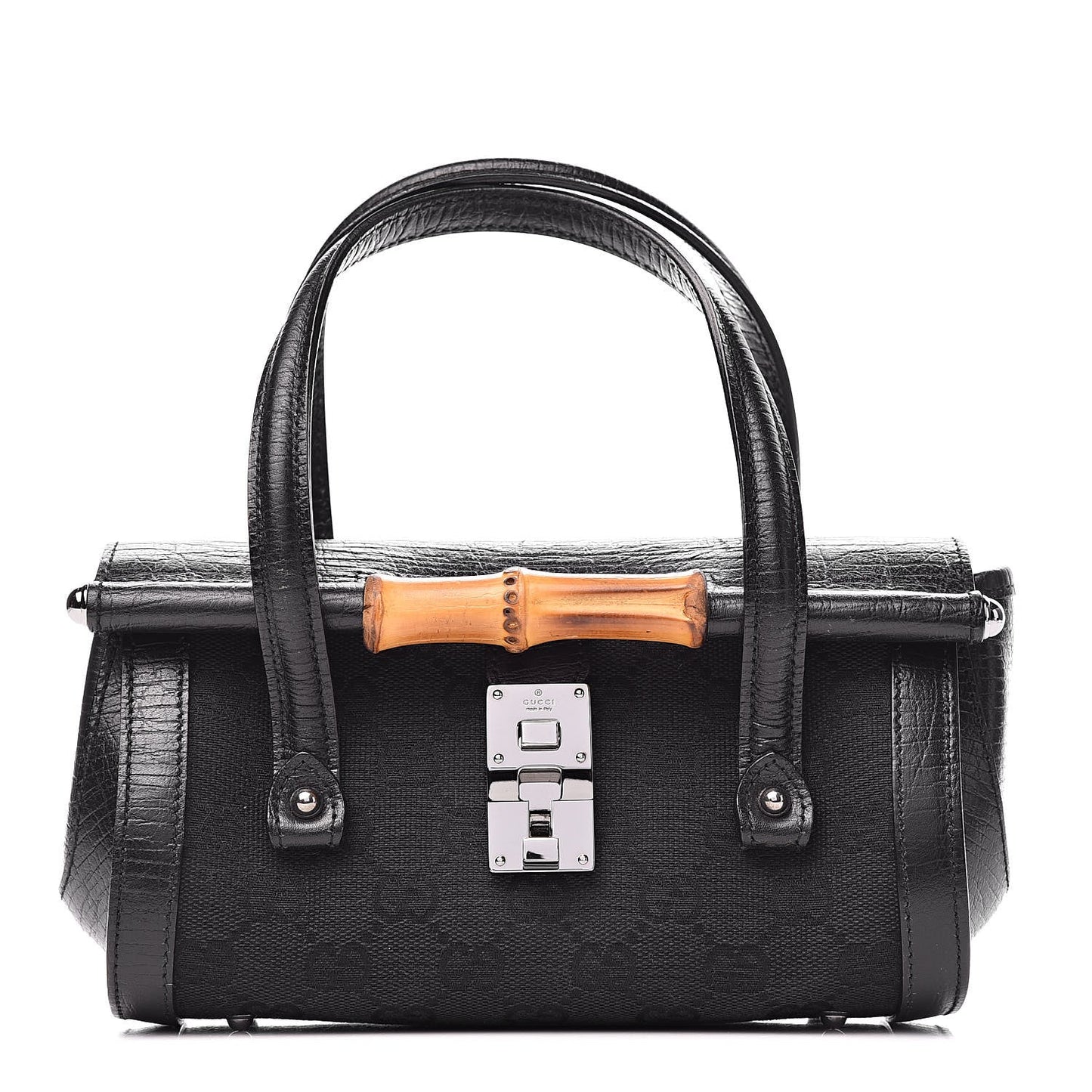 GUCCI MONOGRAM SMALL BAMBOO BULLET BAG