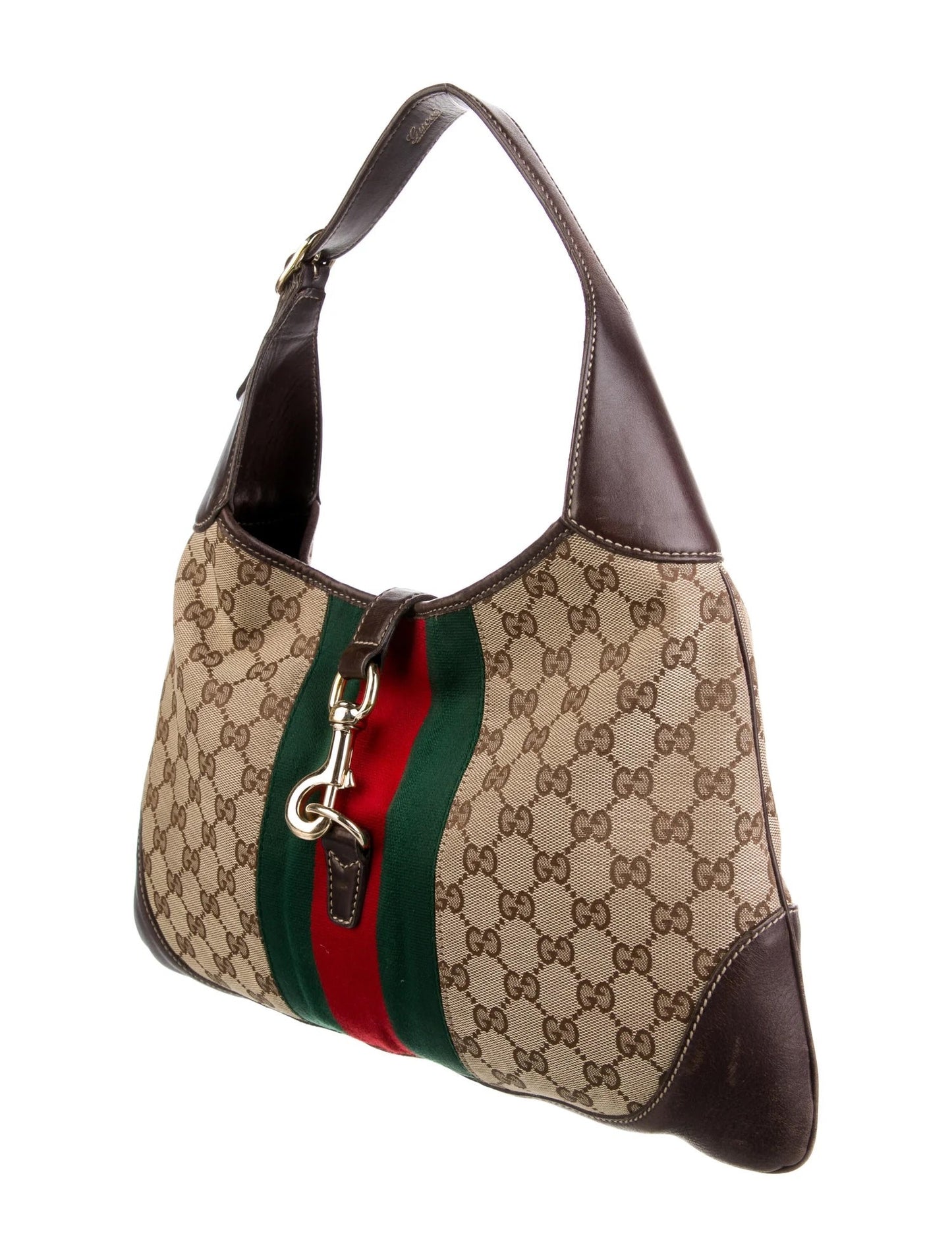 GUCCI MONOGRAM VINTAGE WEB JACKIE O BOUVIER HOBO BAG