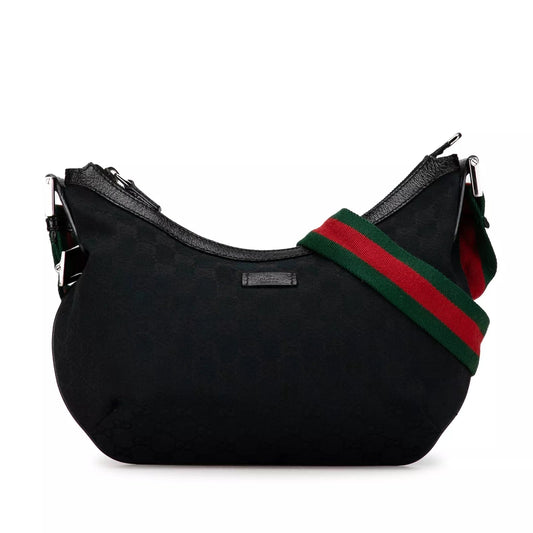 GUCCI GG MONOGRAM WEB HALF MOON HOBO BAG
