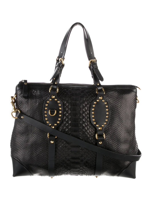 GUCCI PATTI STUDDED PYTHON TOTE BAG