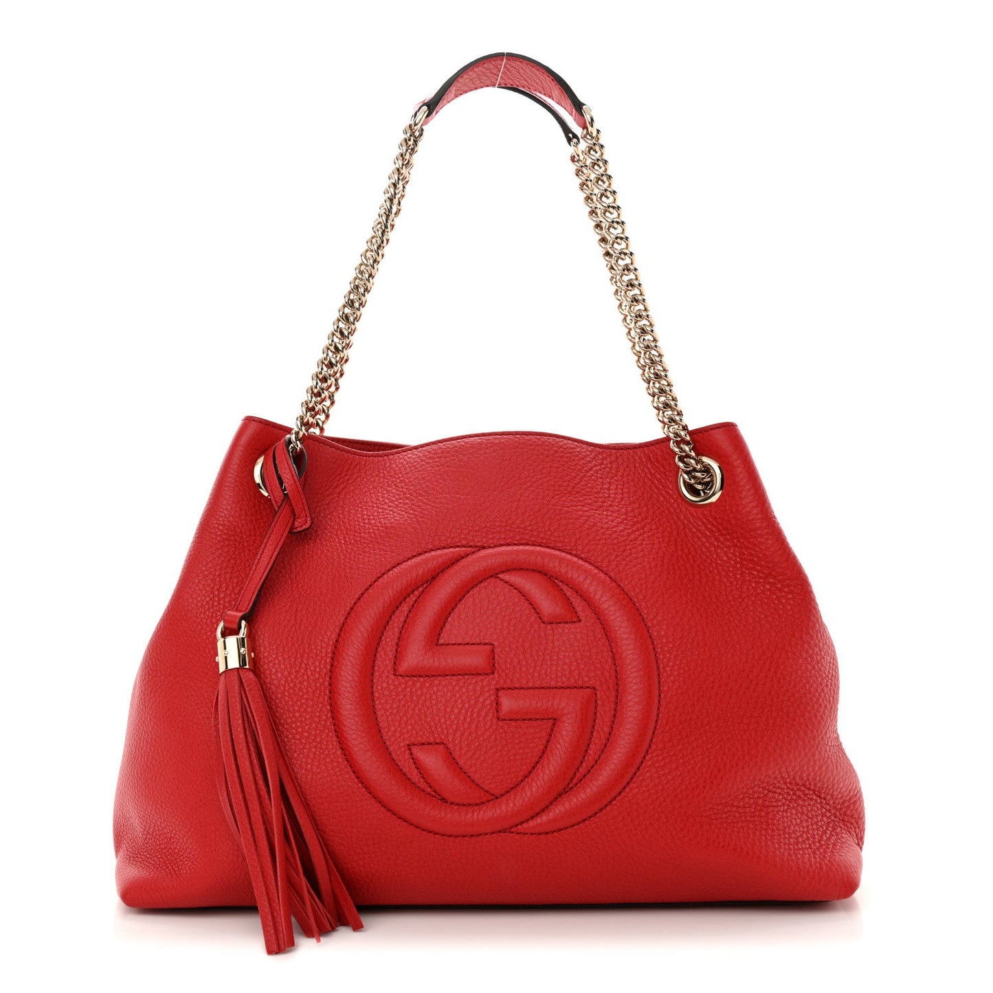 GUCCI PEBBLED CALFSKIN MEDIUM SOHO CHAIN SHOULDER BAG