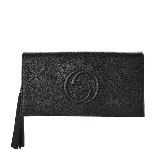GUCCI PEBBLED CALFSKIN LEATHER MEDIUM SOHO CLUTCH BAG