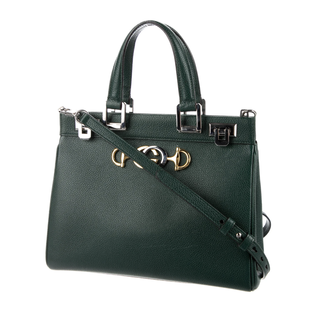GUCCI PEBBLED CALFSKIN LEATHER ZUMI TOP HANDLE BAG