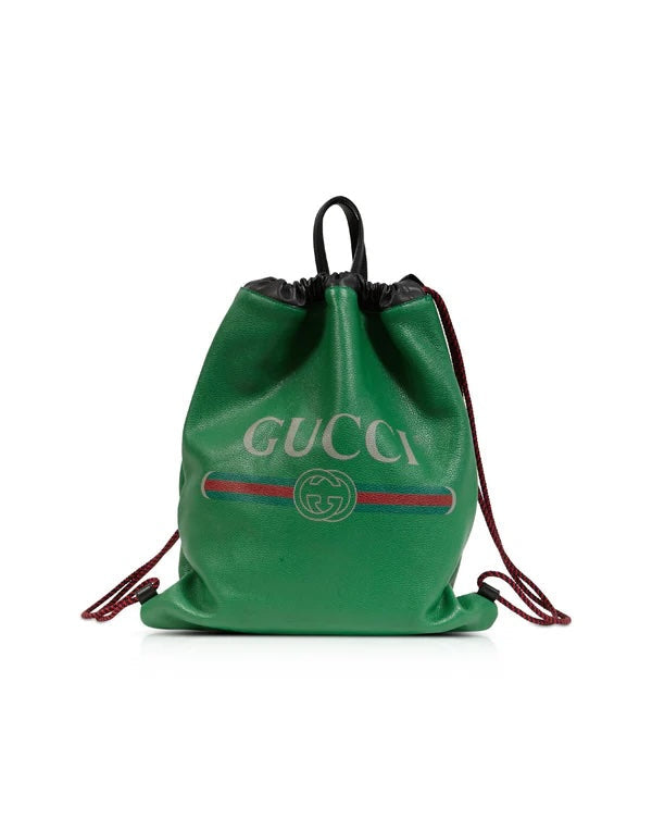 GUCCI CALFSKIN PRINTED DRAWSTRING BACKPACK