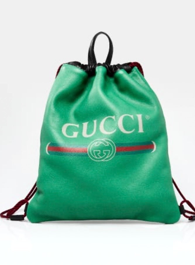 GUCCI CALFSKIN PRINTED DRAWSTRING BACKPACK