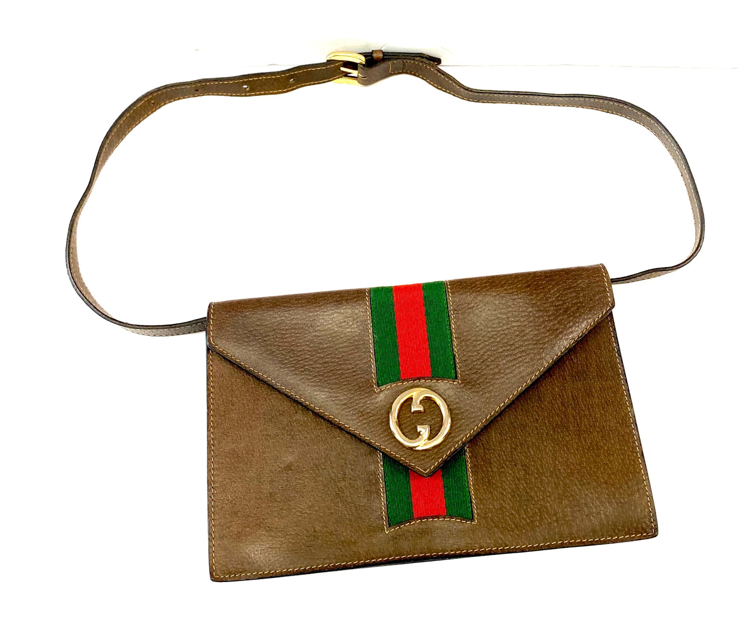 GUCCI SHERRY LINE GG INTERLOCKING WEB LEATHER SHOULDER BAG